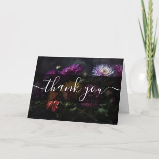 Cartão De Agradecimento Flores Coloridas Escuras Personalizadas Obrigado