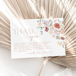 Cartão De Agradecimento Flores Coloridas, Flores Selvagens, Boho, Chá de p