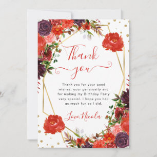 Cartão De Agradecimento Flores cor-de-laranja e castanho Queda