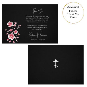 Cartão De Agradecimento Flores Cor-de-Rosa Abertas Funerais Cristãos Ortod