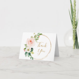 Cartão De Agradecimento Flores cor-de-rosa com vegetação floral