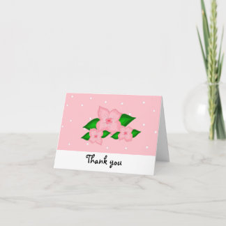Cartão De Agradecimento Flores Cor-de-Rosa e Pontos