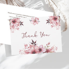 Cartão De Agradecimento Flores Cor-de-Rosa Elegantes Obrigado Chá de Noiva