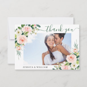 Cartão De Agradecimento Flores cor-de-rosa Flores Vermelhos Foto Floral