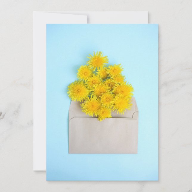 Cartão De Agradecimento Flores | Dandelões no envelope (Frente)