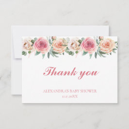 Cartão De Agradecimento Flores de Aquarela Chá de fraldas Obrigado