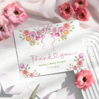 Flores de Aquarela Chá de fraldas Rosa Obrigado
