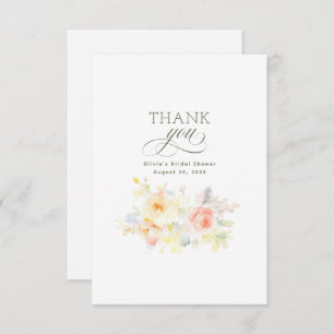 Cartão De Agradecimento Flores de Aquarela Chá de panela Obrigado