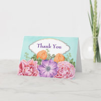 Flores De Aquarela De Buquê bonito Obrigado