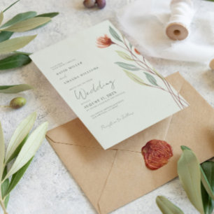 Cartão De Agradecimento Flores de Aquarela Pastel Verde