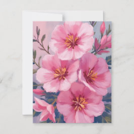 Cartão De Agradecimento Flores de Aquarela Rosa em Flor Cor-de-rosa Pintad