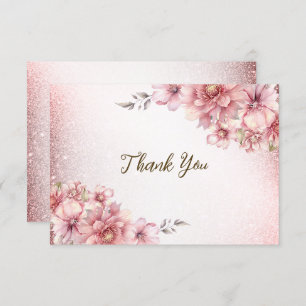 Cartão De Agradecimento Flores de Aquarela Rosa-Partidárias Brilhantes Mod