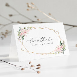 Cartão De Agradecimento Flores De Blush, Flores Rosa, Verde, Casamento