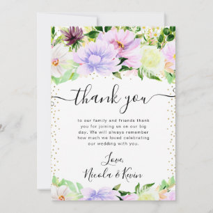 Cartão De Agradecimento Flores de Casamento de Verão Roxo Aquarela