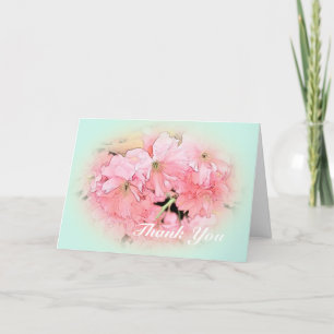 Cartão De Agradecimento flores de cerejeira rosa em azul claro obrigado