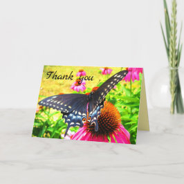 Cartão De Agradecimento Flores de Echinacea, rosa, borboleta-de-cheiro