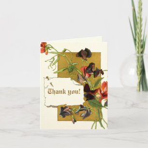 Cartão De Agradecimento Flores de ervilha doce vintage casamento Agradecim