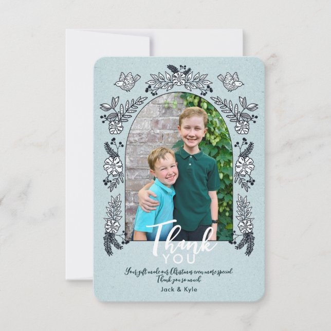 Cartão De Agradecimento Flores de Foto Whimsical no Natal Obrigado C (Frente)