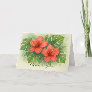Cartão De Agradecimento Flores de Hibisco Tropical Casamento Obrigado