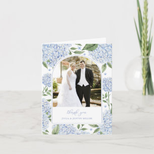 Cartão De Agradecimento Flores de Hortênsia Azul Casamento Foto Obrigado