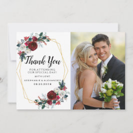 Cartão De Agradecimento Flores de inverno geométricas Douradas da Frame Bu