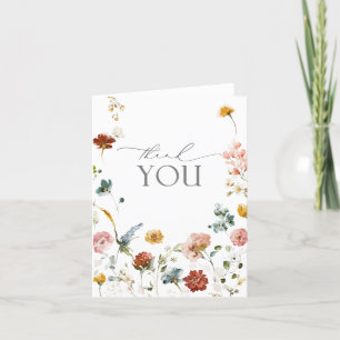 Cartão De Agradecimento Flores de Jardim Elegantes Aquarela Obrigado