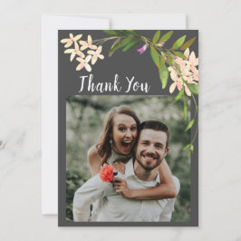 Cartão De Agradecimento Flores de Jardim Rosa Elegantes Fotografia Verde