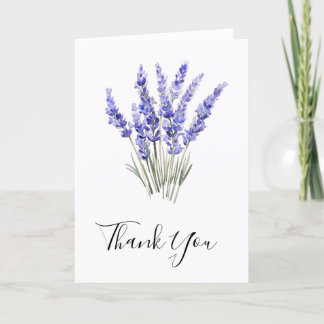 Cartão De Agradecimento Flores de Lavanda Simples Aquarela