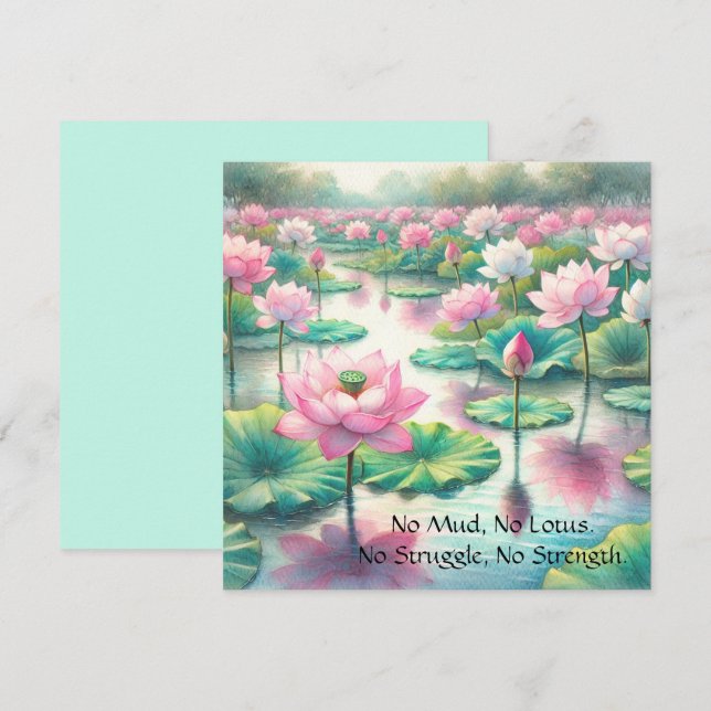Cartão De Agradecimento Flores de Lotus e Cotação (Frente/Verso)