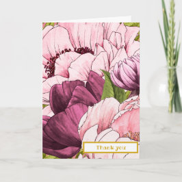 Cartão De Agradecimento Flores de Pequim Rosa Sofisticadas Personalizadas