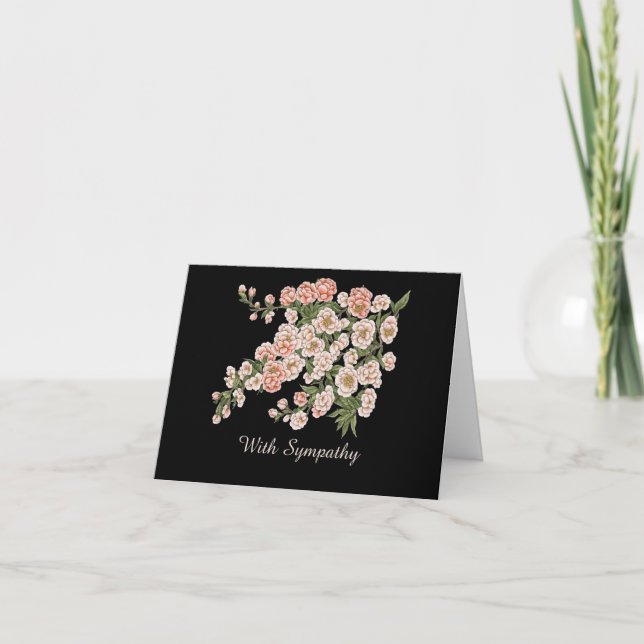 Cartão De Agradecimento Flores de Pêssego Fantasiosas (Frente)