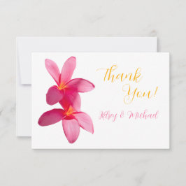 Cartão De Agradecimento Flores de Plumeria Rosa, Casamento Tropical, Flora