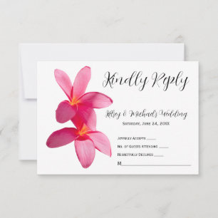 Cartão De Agradecimento Flores de Plumeria Rosa, Tropicais, Florais, RSVP