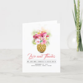 Cartão De Agradecimento Flores de Praia Tropical Abacaxi Obrigado