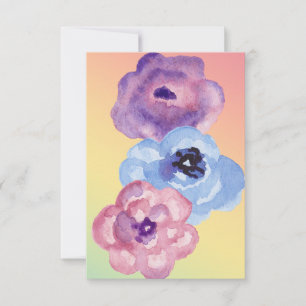 Cartão De Agradecimento Flores de Rosa de Aquarela