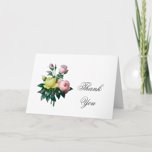 Cartão De Agradecimento flores de rosa vintage obrigado (Frente)