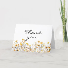 Cartão De Agradecimento Flores-do-mato-amarelas brancas