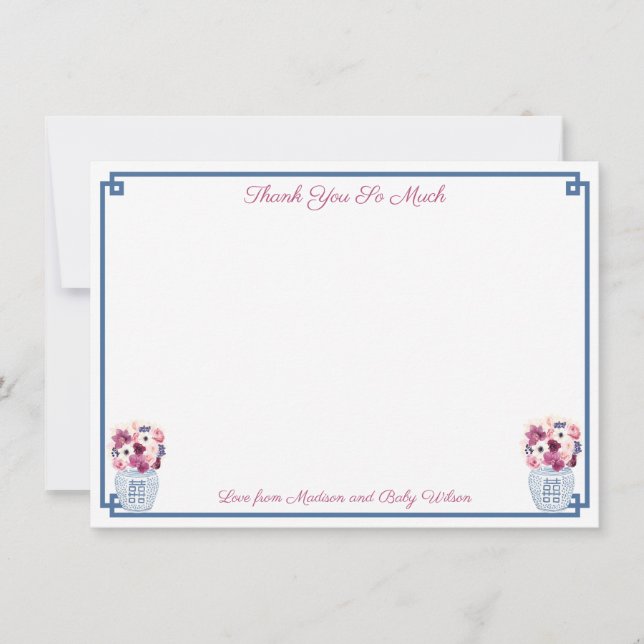 Cartão De Agradecimento Flores Elegantes de Outono Orquídeas Rosas Chuveir (Frente)