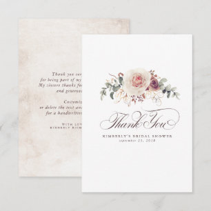 Cartão De Agradecimento Flores Elegantes de Tons Terrosos Pequeno Obrigado