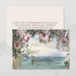 Cartão De Agradecimento Flores Elegantes Oceano