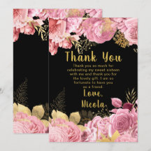 Flores Elegantes Rosa e Dourado Sweet Sixteen