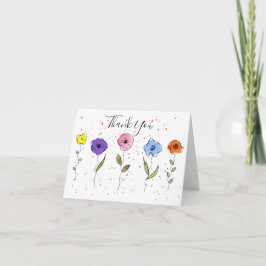 Cartão De Agradecimento Flores em Aquarela