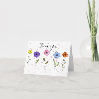 Cartão De Agradecimento Flores em Aquarela