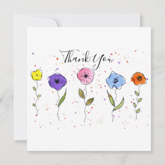 Cartão De Agradecimento Flores em Aquarela