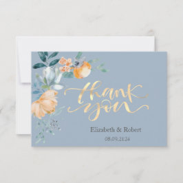 Cartão De Agradecimento Flores em Aquarela Azul Empoeirado