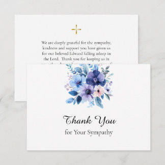 Cartão De Agradecimento Flores em Aquarela Funeral Cristão Ortodoxo
