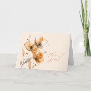 Cartão De Agradecimento Flores em Creme, Seu Logotipo, Código QR, Nome da