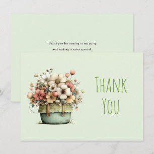Cartão De Agradecimento Flores em Vasos Aconchegante Estilo Shabby Fofo