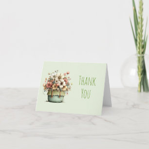 Cartão De Agradecimento Flores em Vasos Estilo Shabby Aconchegante Fofo