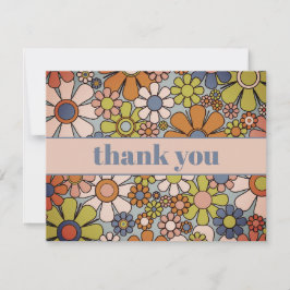 Cartão De Agradecimento Flores estéticas do Jardim Retro 60s 70s